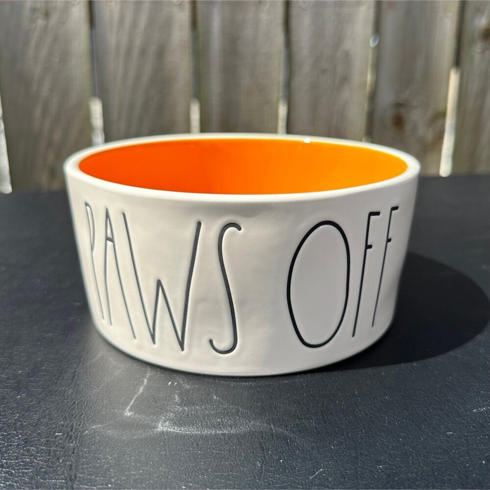 Rae Dunn Paws Off Dog Pet Bowl 6"